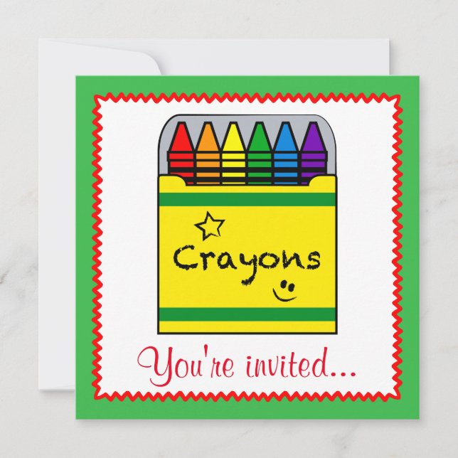 Crayons in a Box Art Project Birthday Invitation (Front)