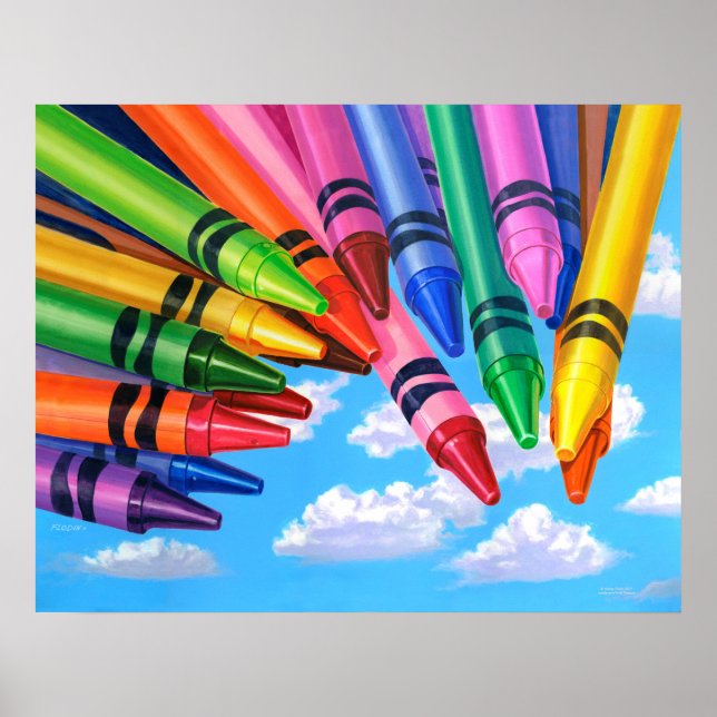 Crayons in the Sky, Acrylic Painting Poster (Front)