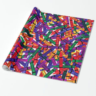 Crayons Kids Birthday Crayon Wrap Wrapping Paper