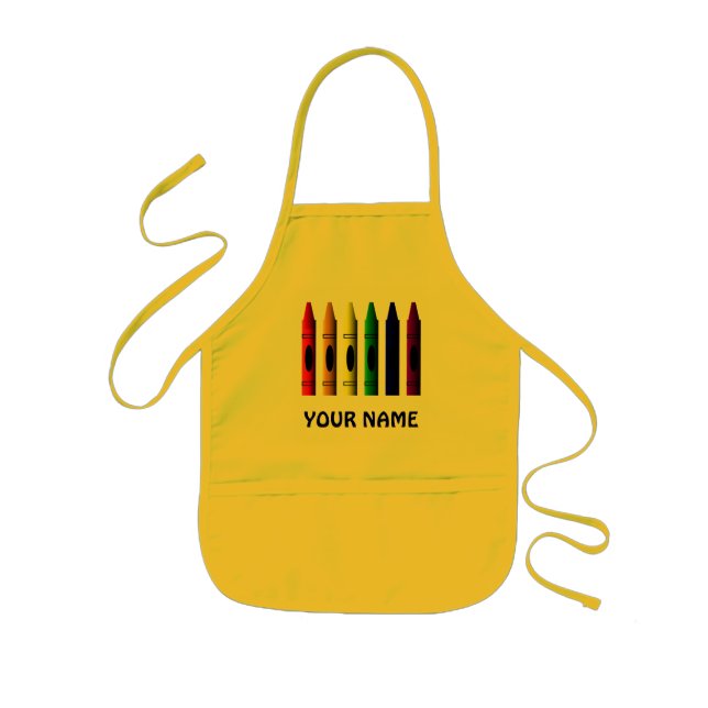 Crayons Name Kids Cute Yellow Crayon  Apron (Front)