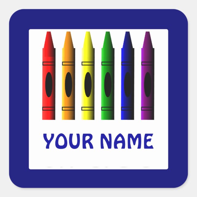 Crayons Name Template Blue Crayon Sticker (Front)