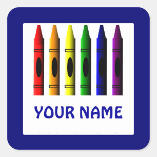 Crayons Name Template Blue Crayon Sticker