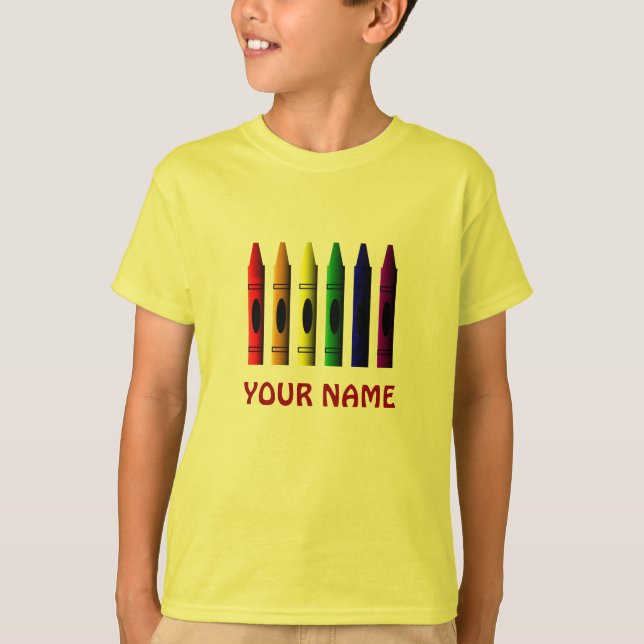 Crayons Name Template Crayon Kids T-shirt (Front)