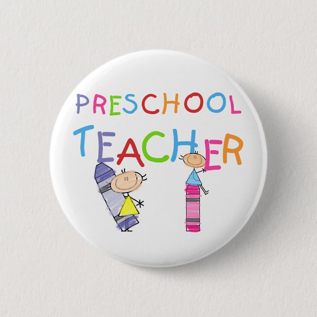 Crayons Preschool Teacher Tshirts and Gifts 6 Cm Round Badge (Front)
