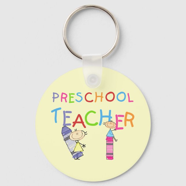 Crayons Preschool Teacher Tshirts and Gifts Key Ring (Front)