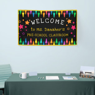 Crayons Stars Colourful Welcome Teacher's Classroo Banner