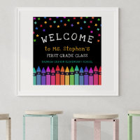 Crayons Stars Colourful Welcome Teacher's Classroo