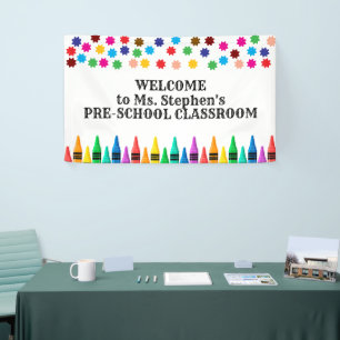 Crayons & Stars Colourful Welcome to Teacher's  Banner