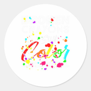 Crayons Still Colour Cute Mental Health Awareness Classic Round Sticker