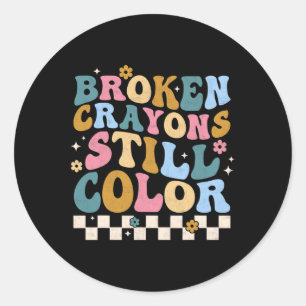Crayons Still Colour Mental Health Awareness Emoti Classic Round Sticker