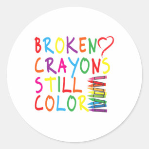 Crayons Still Colour - Mental Health Awareness Gif Classic Round Sticker