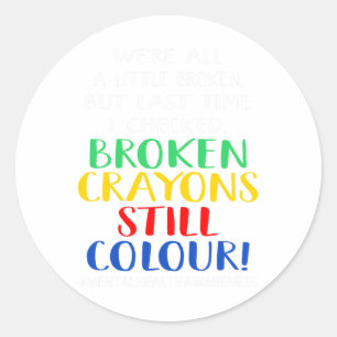 Crayons Still Colour Mental Health Awareness Graph Classic Round Sticker