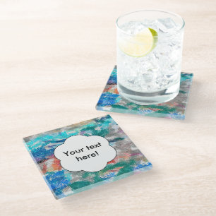 Crayons texture glass coaster
