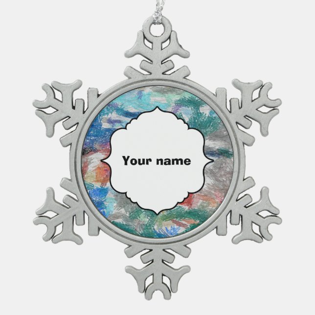 Crayons texture snowflake pewter christmas ornament (Front)