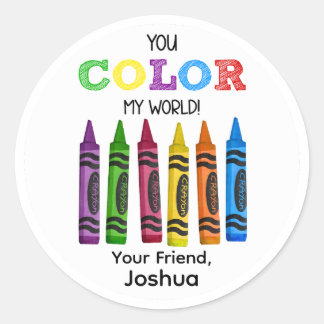 Crayons You Colour My World Stickers