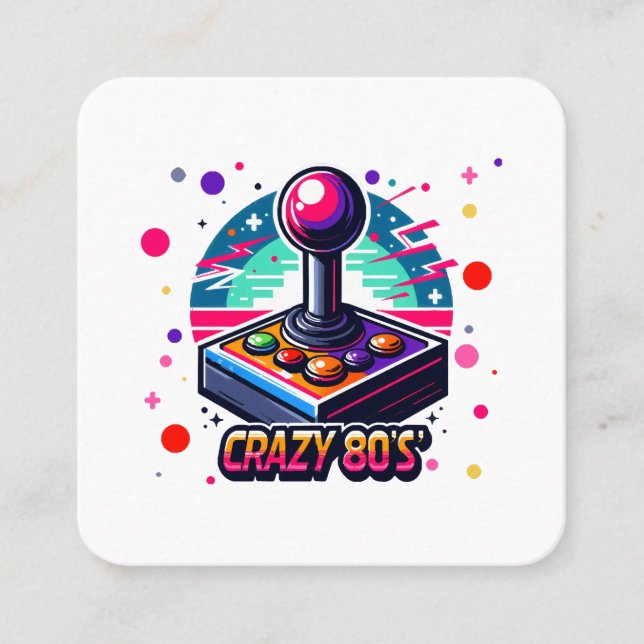crazy 80s old School Style Square Business Card (Front)