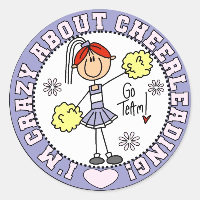 Crazy About Cheerleading T-shirts and Gifts Classic Round Sticker (Front)