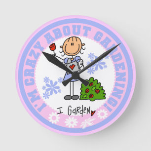 Crazy About Gardening Round Clock