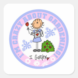 Crazy About Gardening Square Sticker