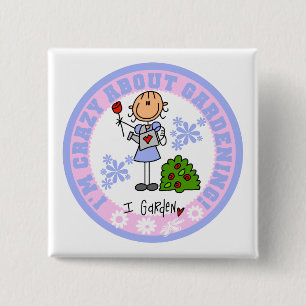 Crazy About Gardening T-shirts and Gifts 15 Cm Square Badge