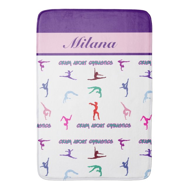 Crazy About Gymnastics Bath Mat (Front Vertical)