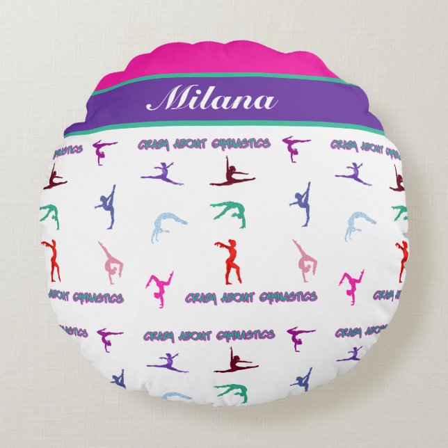 Crazy About Gymnastics Round Cushion (Front)
