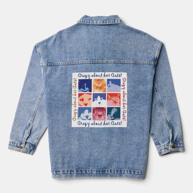 Crazy About Her Cats Denim Jacket (Back)