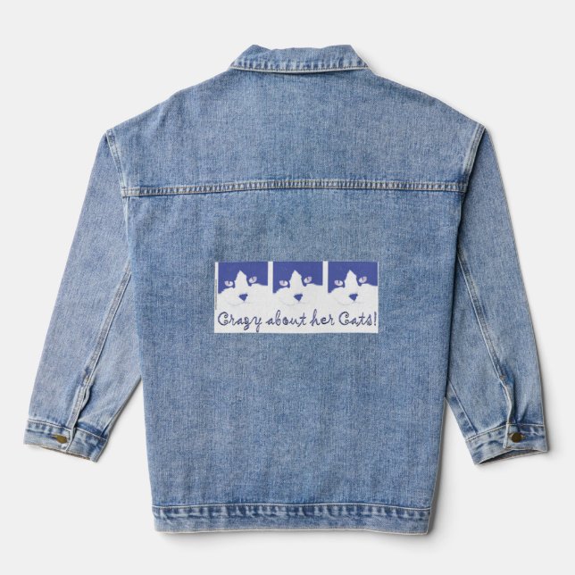 Crazy about her Cats Denim Jacket (Back)