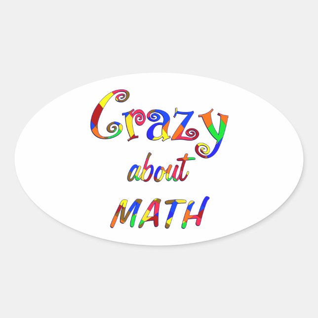 Crazy about Math Oval Sticker (Front)