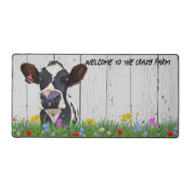Crazy About the Farm Desk Mat - Cute Holstein Cow