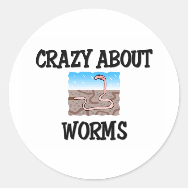 Crazy About Worms Classic Round Sticker (Front)