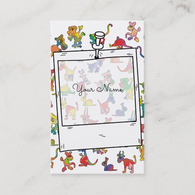 Crazy Abstract Animals Pattern Business Card (Front)