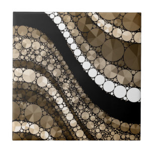 Crazy Abstract Bling Brown and Cream Ceramic Tile