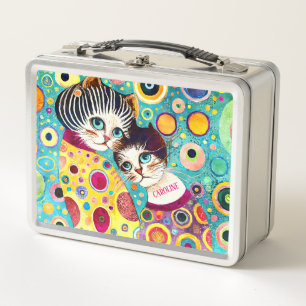 Crazy Abstract Cool Cats Metal Lunch Box