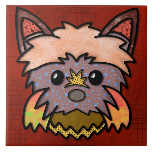  Crazy abstract pattern dog face Ceramic Tile (Front)
