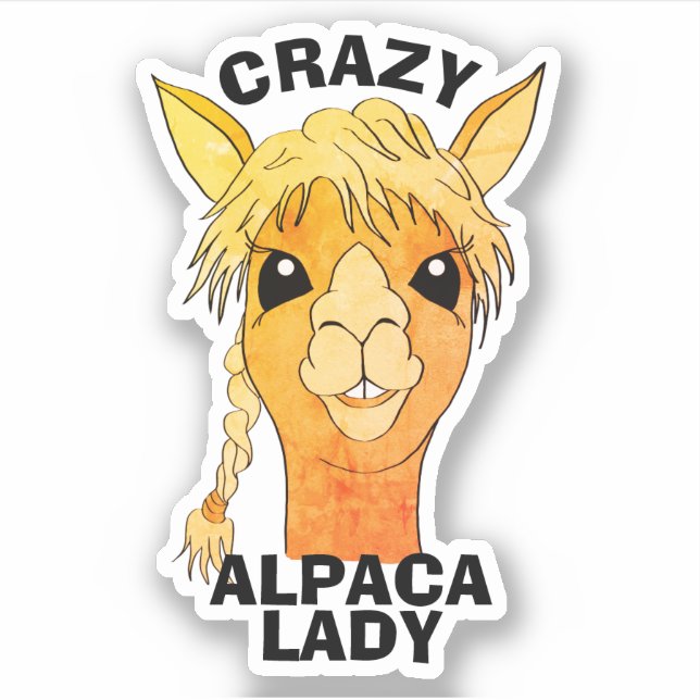 Crazy Alpaca Lady Rustic Custom Vinyl Cut Sticker (Front)