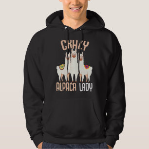 Crazy Alpaca Lady Women Alpaca Llama Hoodie