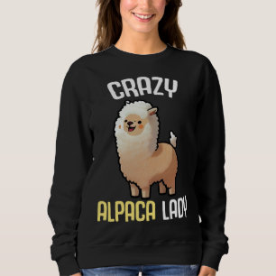 Crazy Alpaca Lady Women s Cute Alpaca Lama Zoo 5 Sweatshirt