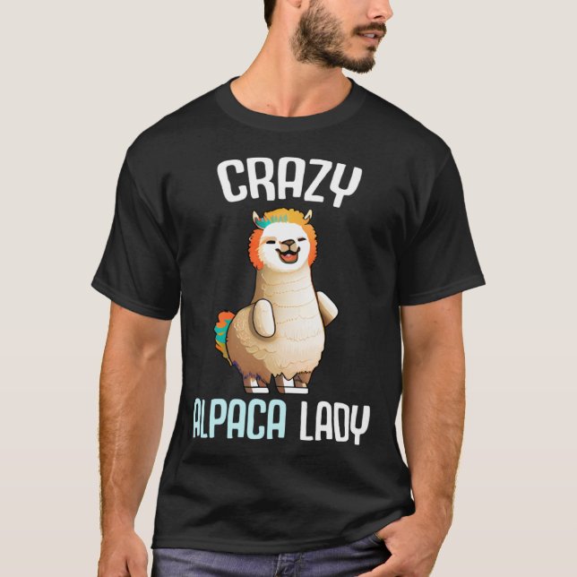 Crazy Alpaca Lady Women s Cute Alpaca Lama Zoo T-Shirt (Front)