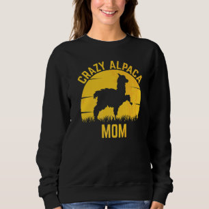 Crazy Alpaca Mum Alpaca Family Vintage Sunset Sweatshirt