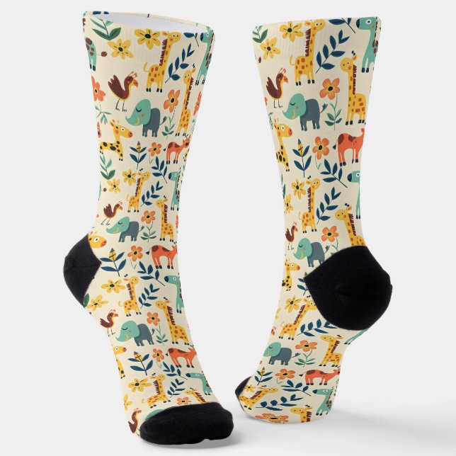 Crazy Animals Colourful Pattern Socks (Angled)