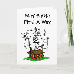 Crazy Antenna Ham Radio House Christmas Card