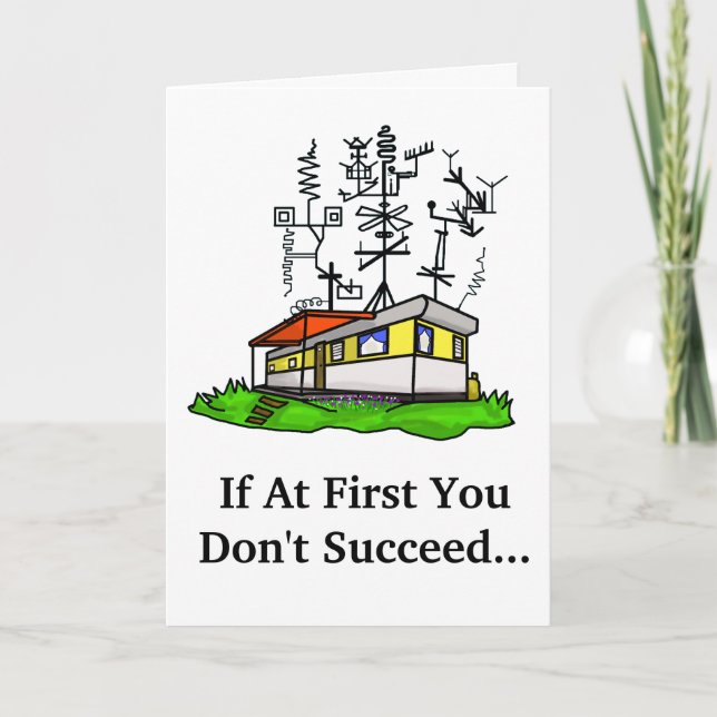 Crazy Antenna Mobile Home Ham Radio Greeting Card (Front)
