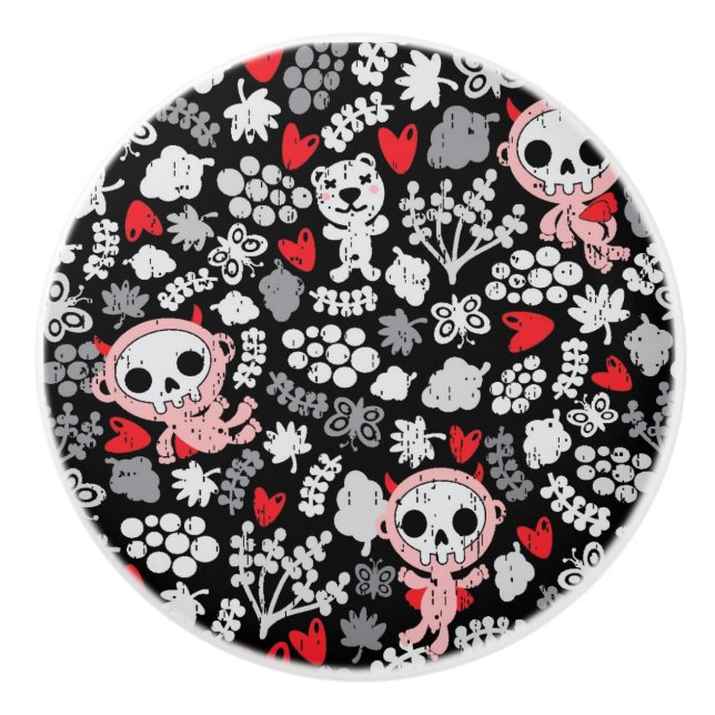 Crazy babies pattern ceramic knob (Front)