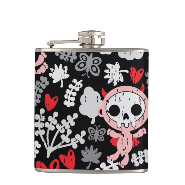 Crazy babies pattern hip flask (Front)