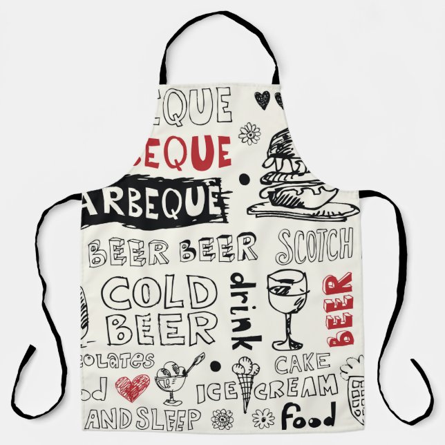 crazy barbeque doodles apron (Front)