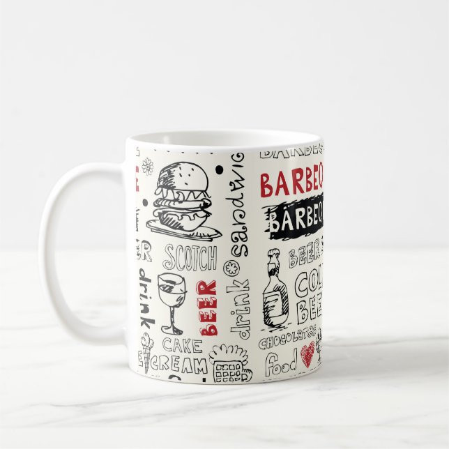crazy barbeque doodles coffee mug (Left)