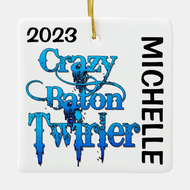 Crazy Baton Twirler CUSTOM Ceramic Ornament (Front)