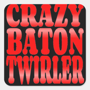Crazy Baton Twirler in Red Square Sticker
