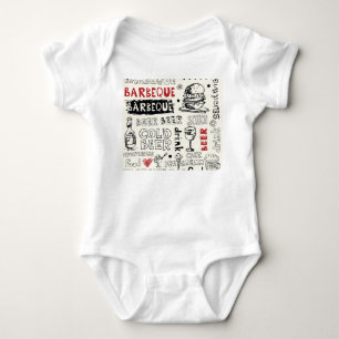 Crazy BBQ: Whimsical Doodle Art Baby Bodysuit